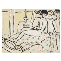 Lovers by Franco Gentilini, mixed media on heavy paper, offered Jul 2022