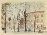 Michele Cascella, Parisian square colored, lithograph
