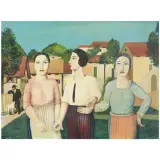 Tullio Garbari, Three ladies, oil on board