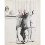 Renato Tosini, Figures, mixed media on cardboard