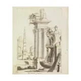 Giovanni Antonio Bettini, Architectural Capriccio, black chalk