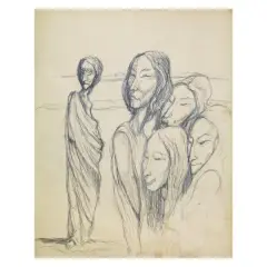 Domenico Gnoli, Marmaid blue Indian, ink on paper