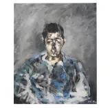 Angelo in blue shirt by Paolo Vallorz, oil on canvas, offered Jun 2022