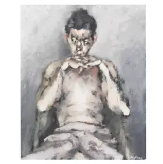 Seated man by Paolo Vallorz, oil on canvas, offered Jun 2022