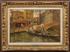 Sull'Imbrunire (Chioggia) by Leonardo Bazzaro, oil on panel, offered Jun 2022