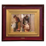 Lavandaie by Ludovico Tommasi, oil on card, offered Jun 2022