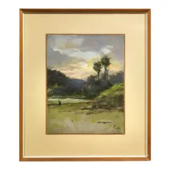 Studio Al Tramonto by Guglielmo Pizzirani, oil on compensato, offered Jun 2022