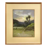 Guglielmo Pizzirani, Studio Al Tramonto, oil on compensato