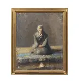 Arturo Rietti, Kneeling Old Oriental Woman, oil on cardboard