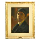 Alfredo Protti, Autoritratto, oil on cardboard