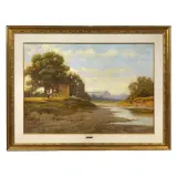 Giulio Fiori, Passeggiata Al Fiume, oil on canvas