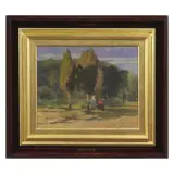 Viale Con Cipressi by Ludovico Tommasi, oil on cardboard, offered Jun 2022