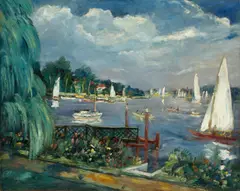 Franz Heckendorf, Partie am Wannsee, 1928, Öl auf Holz