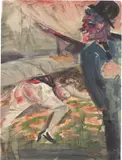 Otto Dix, Scene I, 1922, Aquarell über Bleistift auf Papier (aus einem Skizzenblock)