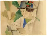 August Macke, Die Frau des Malers, lesend, 1914, Aquarell auf Ingres-Bütten