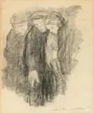 Käthe Kollwitz, Märzfriedhof, 1913, Kohle und blauer Farbstift auf Ingres-Bütten