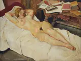 Willy Jaeckel, Liegender weiblicher Akt, Um 1924, Öl auf Leinwand