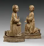 Zwei Leuchterengel. Um 1490 by Domenico da Tolmezzo und Werkstatt, Pappel- und Lindenholz, gefaßt, sold Nov 2014