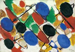 Scheiben by Ernst Wilhelm Nay, 1955, Gouache auf Velin, sold May 2011