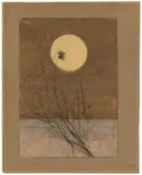 Hermann Glöckner, Ohne Titel (Heller Mond), 1965, Collage mit Papier und Besenhaar, Bleistift auf Papier, vom Künstler auf braunen Unterlagekarton montiert