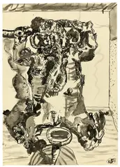 Eugen Schönebeck, Ohne Titel, 1963, Tuschfeder und -pinsel über Bleistift auf Papier