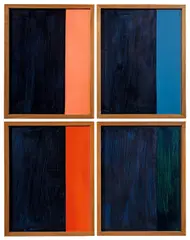 Vertikal by Günther Förg, 1988, 4-teilige Arbeit: Acryl auf MDF-Platte, jeweils im Künstlerrahmen, sold May 2014