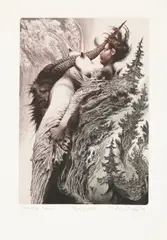 Albín Brunovský, Pagan Horns, 1992, etching, paper