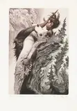 Albín Brunovský, Pagan Horns, 1992, etching, paper