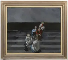 František Ronovský, Youth on the Stairs, 2003, oil, wax on hardboard