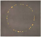 Ed Ruscha, Cheese Circle (from Various Cheeses), 1976, 3-color lithograph on Arches 88 paper
