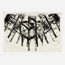 Bruce Nauman, T.V. Clown, 1988, lithograph on Transpagra