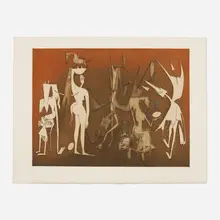 Wifredo Lam, Que l’on présente son coeur au soleil (from the Annonciation portfolio), 1982, aquatint in colors on Arches