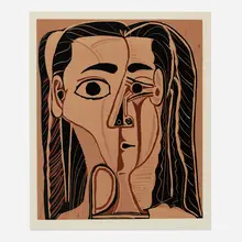 Pablo Picasso, Jacqueline au bandeau de face (Grand tête de femme), 1962, linocut in colors on Arches