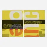 have confidence; each of us is the only person (two works from the Words of Ugo Betti portfolio) by Corita Kent, 1965, screenprint in colors on 3M art fabric, sold Feb 2023
