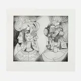 George Condo, Renaissance Musicians, 2019, hard-ground etching and drypoint