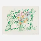 Marc Chagall, Le bouquet vert et violet, 1959, lithograph in colors on Arches