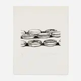 Wayne Thiebaud, Yo-Yo's (from the International Anthology of Contemporary Engraving: The International Avant-Garde: America Discovered, Volume 5), etching on BFK Rives