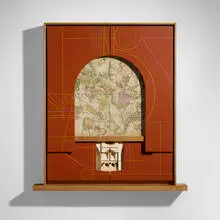 Construction #1189 by Abe Ajay, 1989, mixed media, sold Dec 2022