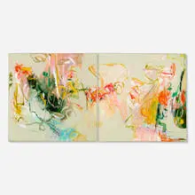 French Garden (diptych) by Lamar Briggs, acrylic on canvas, sold Dec 2022