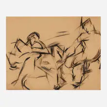 Figure Study by Mercedes Matter, charcoal on paper, sold Dec 2022