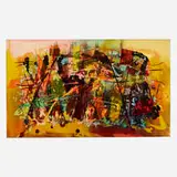 Joseph Meierhans, Abstract Composition with Yellow, oil on Masonite