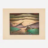 Saul Jacob Rabino, Lonely Road, lithograph in colors