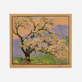 Gustave Baumann, Apple Blossoms, 1917, woodcut in colors