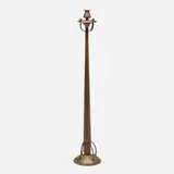 attribution Stickley Brothers, Rare and Monumental candle stand, c. 1910, hammered copper, brass