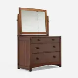 Early dresser with mirror, model 625 by Gustav Stickley, c. 1902, oak, silvered glass, sold Jun 2023