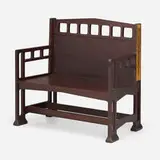 Inlaid hall seat, model 222 by Shop of the Crafters, sold Jun 2023