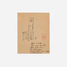 Charles Rohlfs, Sketch of dining chair for Adirondack camp, ink on paper