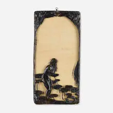 Edouard Aimé Arnould, Art Nouveau mirror frame with nymph, frogs and lily pond, c. 1895, patinated bronze