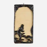 Edouard Aimé Arnould, Art Nouveau mirror frame with nymph, frogs and lily pond, c. 1895, patinated bronze