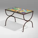 Fernando Ramos for San José Pottery, La serenata tile-top table, c. 1935, glazed ceramic tiles, wrought iron